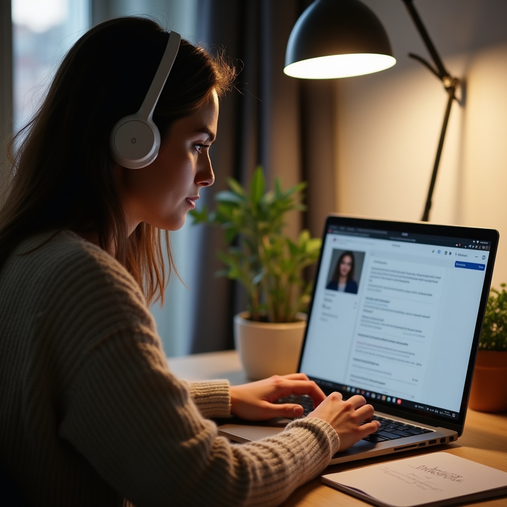 Employee following along on a laptop during an onboarding session for a new collaborative tool